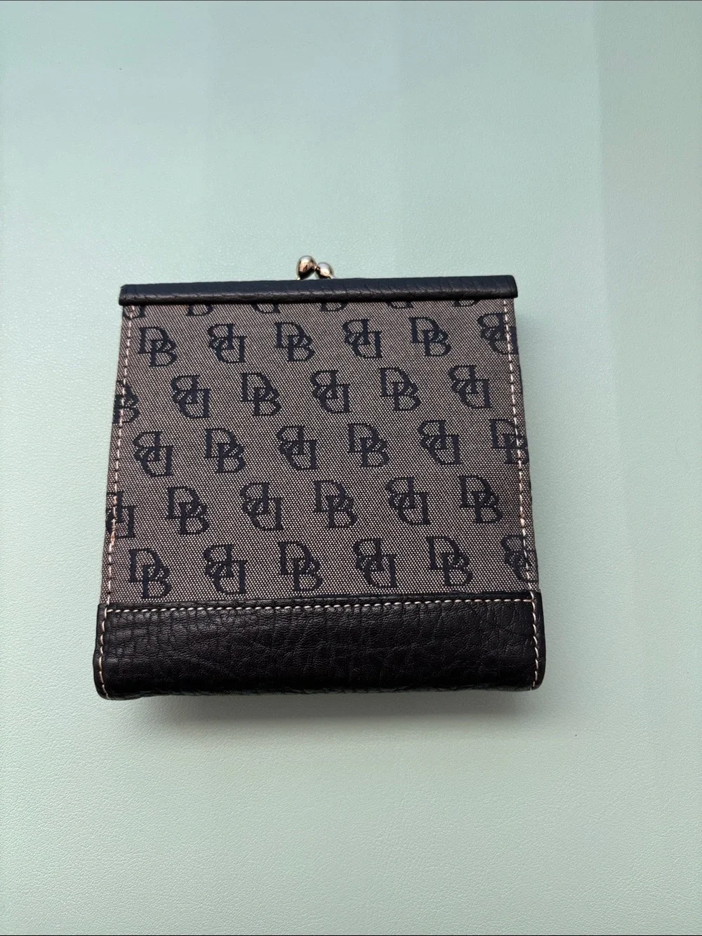 Dooney & Bourke Gray and Black Signature Compact Wallet